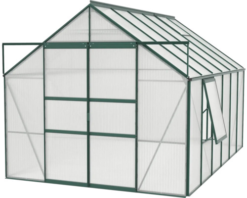 Serre avec porte et fenêtre ouvertes pour la culture de plantes