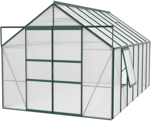 Serre avec porte et fenêtre ouvertes pour le jardin