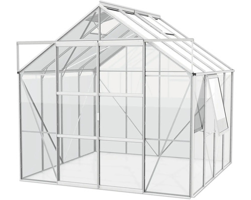 Serre avec cadre en aluminium et panneaux de verre transparents