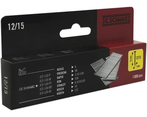 J.C. Schwarz Klammern Typ 12/15, 1000 Stück