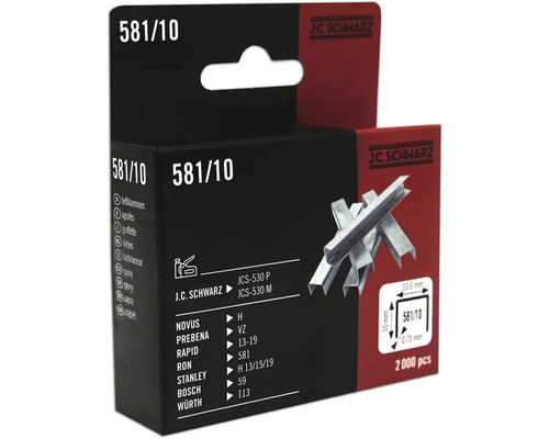 J C Schwarz Heftklammern Typ 581/10, 2000 Stück