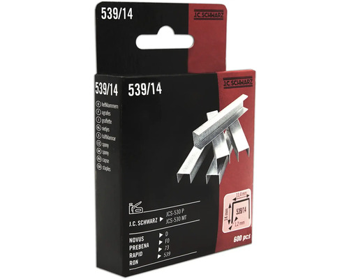 J C Schwarz Agrafes 539/14, 600 pièces, dans l'emballage