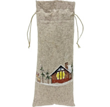 Sac à bouteille en feutre avec cordon de serrage et motif hivernal