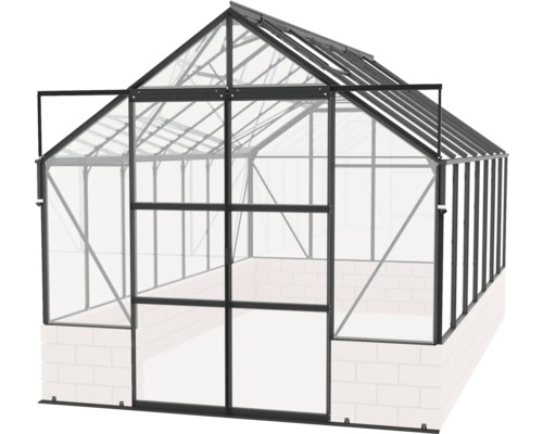 Gewächshaus mit Glaswänden und Aluminiumrahmen