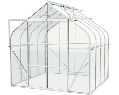 Serre avec porte ouverte et fenêtre de toit