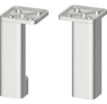Zwei Tischbeine aus Metall mit quadratischer Montageplatte
