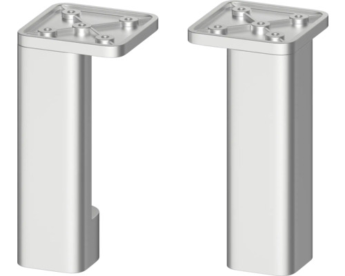 Zwei Tischbeine aus Metall mit quadratischer Montageplatte