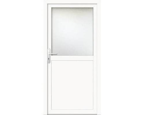 Nebeneingangstür Kunststoff ProM02 980 x 2000 mm weiss/weiss DIN Links RC2 Weisse Innentür mit Glaseinsatz und Türgriff