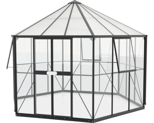 Gewächshaus mit Stahlrahmen und Polycarbonatplatten