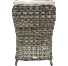 Rückansicht eines Korbsessels mit Polsterauflage