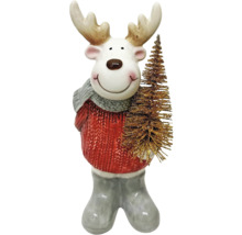Figurine décorative élan avec petit sapin de Noël