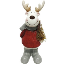 Figurine décorative Renne avec écharpe et sapin de Noël