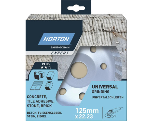 Disque de meulage universel Norton Saint-Gobain Expert 125 millimètres par 22,23 pour béton, colle à carrelage, pierre et brique en paquet