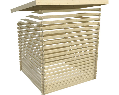 Abri de jardin en bois en kit avec murs à lamelles et toit