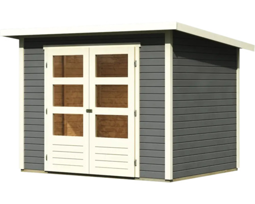 Abri de jardin en bois avec double porte et fenêtres