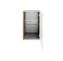 Armoire de toilette de salle de bains ouverte avec étagère en verre