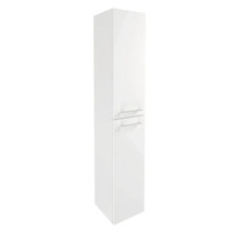 Armoire haute de salle de bains blanche avec deux portes et poignées