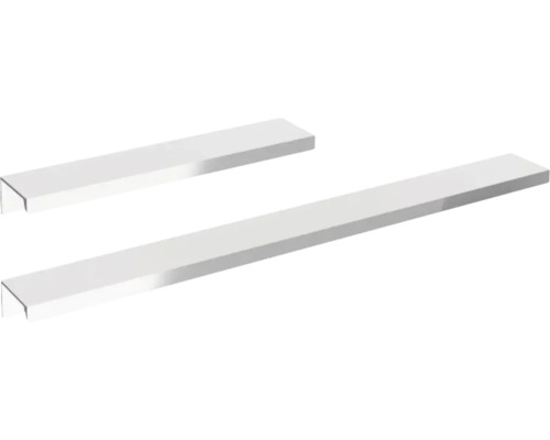 Deux étagères métalliques blanches de différentes tailles.