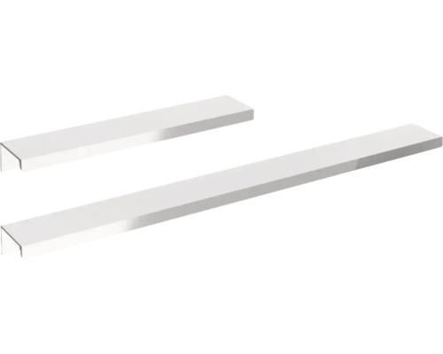 Zwei rechteckige, weiße Winkelprofile aus Kunststoff