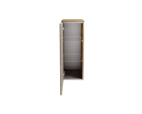 Armoire de salle de bain ouverte avec étagères