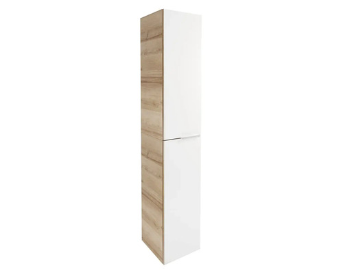 Hochschrank mit Holzeffekt und weißer Tür