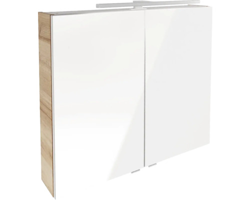 Armoire de toilette LED FACKELMANN B.brillant lxhxp 80x68x15.8 cm chêne noueux Armoire de salle de bain avec deux portes et aspect bois sur le côté