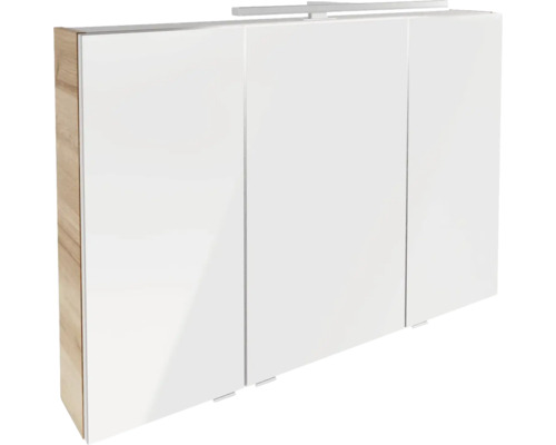 Armoire de toilette LED FACKELMANN B.brillant lxhxp 100x68x15.8 cm chêne noueux Armoire de toilette blanche à trois portes pour la salle de bains