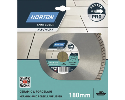 Norton Saint Gobain Expert disque à tronçonner pour carreaux de céramique et de porcelaine, 180 millimètres