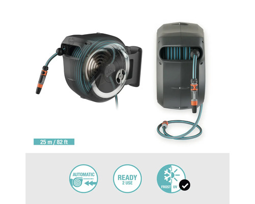 Dévidoir mural Gardena avec tuyau de 25 mètres