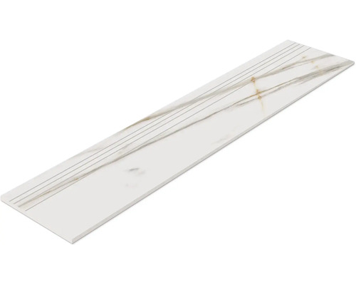 Weisse Fliese mit Marmoroptik und Rillen