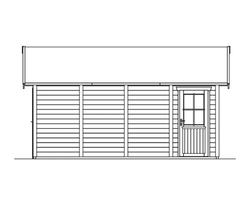 Abbildung eines Gartenhauses mit Tür