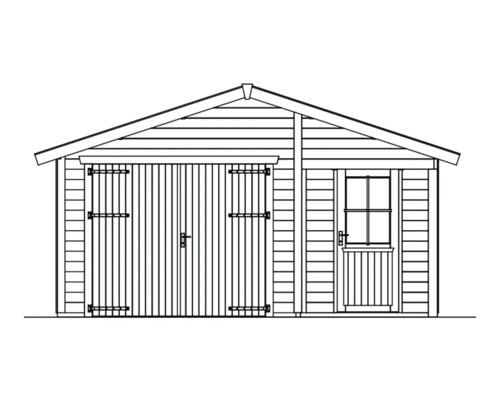 Illustration d''un abri de jardin avec double porte et porte latérale
