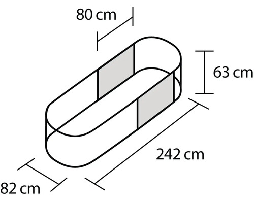 Dessin d''un cadre de baignoire îlot avec dimensions