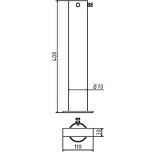 Bodenhülse mit 2 Verschraubungen für Rohrpfosten H = 400 mm Ø 70 mm