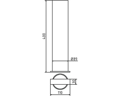 Dessin technique d''un support de tuyau avec des indications de dimension.