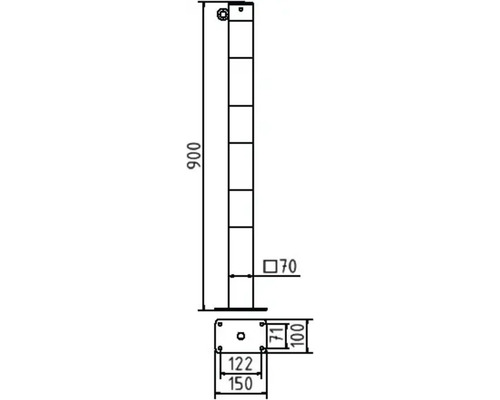 Dessin technique d''un poteau avec indications de mesure
