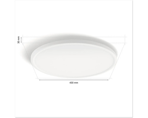 Plafonnier rond mesurant 430 x 30 millimètres.
