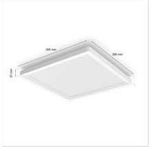 Plafonnier LED carré avec des dimensions de 395 mm x 395 mm x 37 mm.