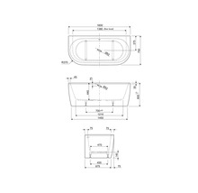Baignoire ovale form&style SANSIBAR 75 x 160 cm blanc brillant
