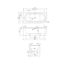 Badewanne form&style SANSIBAR 80 x 180 cm links weiss glänzend