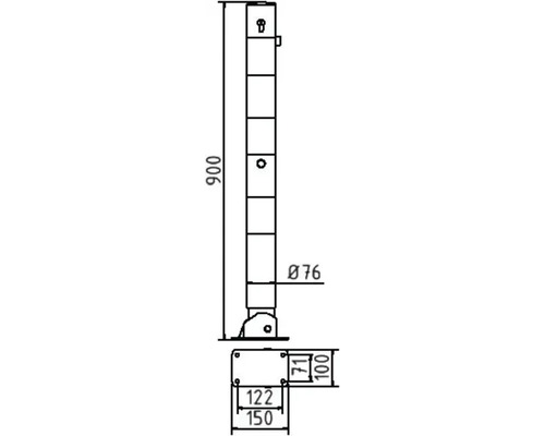 Dessin technique d''un poteau de barrage avec dimensions
