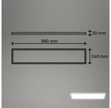 Technische Zeichnung einer LED Leuchte mit den Maßen 980 mm Länge, 240 mm Breite und 30 mm Höhe.
