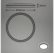Zeichnung einer runden Deckenleuchte mit den Massen 240 mm Durchmesser und 30 mm Höhe.