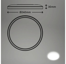 Technische Zeichnung einer runden Deckenleuchte mit einem Durchmesser von 240 mm und einer Höhe von 30 mm.