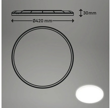 Technische Zeichnung einer runden Deckenleuchte mit den Maßen 420 Millimeter Durchmesser und 30 Millimeter Höhe