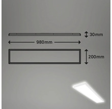 Schéma technique d'un panneau lumineux LED avec des dimensions de 980 mm de long, 200 mm de large et 30 mm de haut.