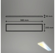 Technische Zeichnung einer LED-Deckenleuchte mit Maßangaben