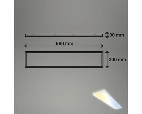 Technische Zeichnung einer LED-Deckenleuchte mit Maßangaben