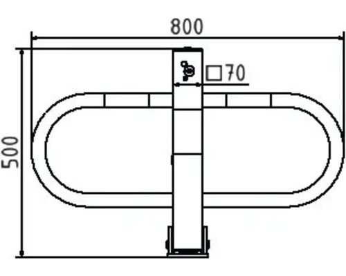 Dessin technique d''un arceau de parking mesurant 800 x 500 mm
