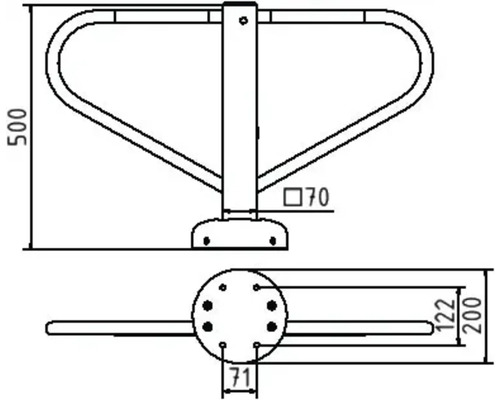 Dessin technique d''un range-vélos avec indications de dimensions